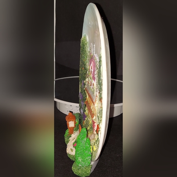Beautiful Decorative Wall Hanging 3-D Plate English Cottage Countryside W/ Stand - Picture 7 of 11
